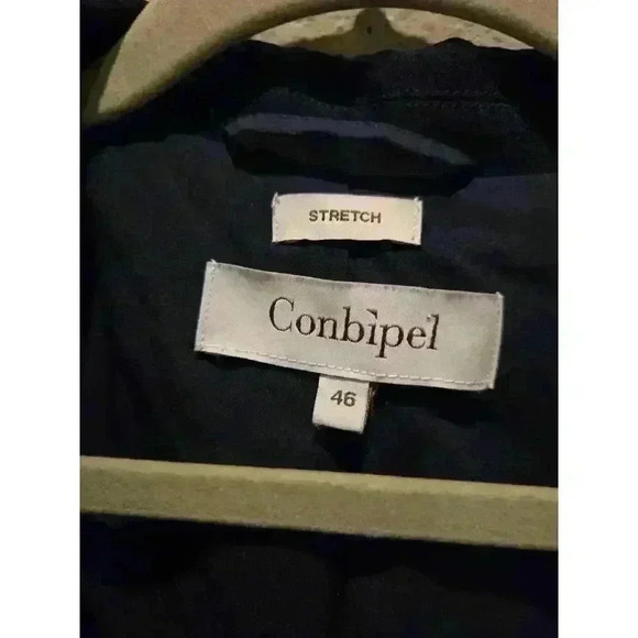 Conbipel Women's Navy Blue One-Button Blazer Size 46 Stretch Italy L - Picture 2 of 10